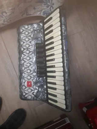 Acordeón de baile plateado