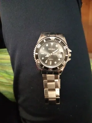 Reloj Meibo Hombre Negro y Plateado