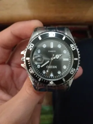 Reloj Meibo Hombre Negro y Plateado