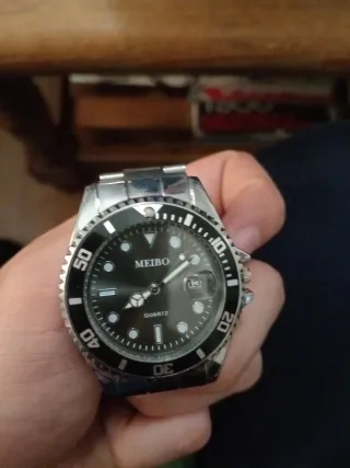 Reloj Meibo Hombre Negro y Plateado