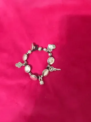 Pulsera Uno de 50 Plata y Cuero Negro