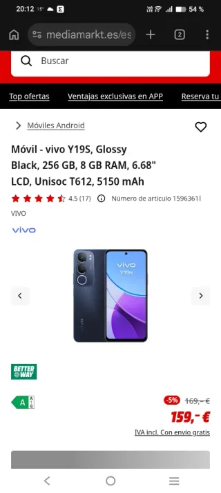 Vivo Y19S 256GB Negro
