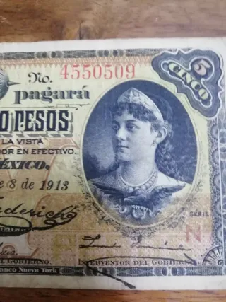 Billetes Mexicanos Antiguos: 5 y 1 Peso