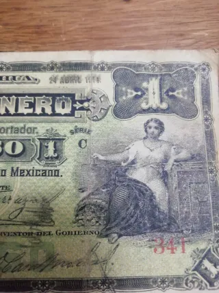 Billetes Mexicanos Antiguos: 5 y 1 Peso