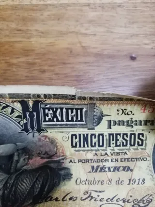 Billetes Mexicanos Antiguos: 5 y 1 Peso