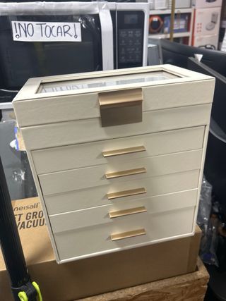 SONGMICS Joyero 6 Niveles Blanco Nube Dorado