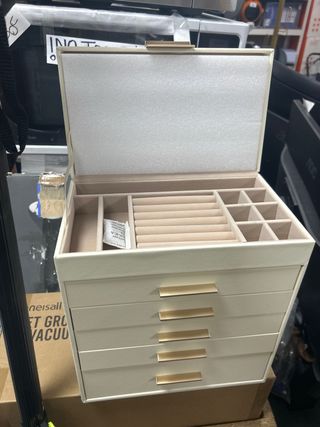 SONGMICS Joyero 6 Niveles Blanco Nube Dorado