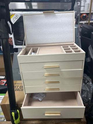 SONGMICS Joyero 6 Niveles Blanco Nube Dorado