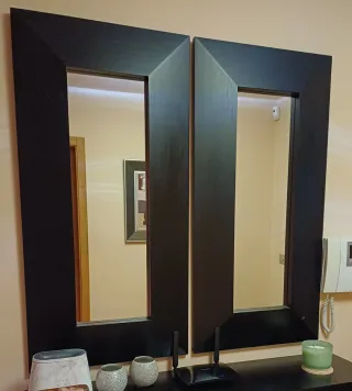 Set de 2 Espejos Madera Negro
