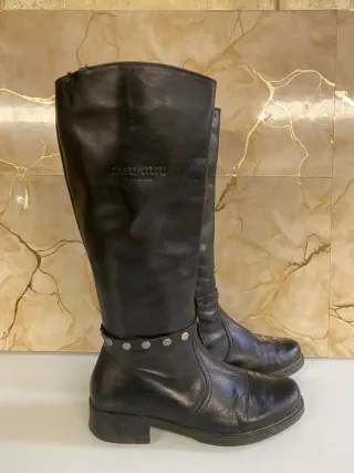 Stivali Miu Miu Pelle Neri Tg 40