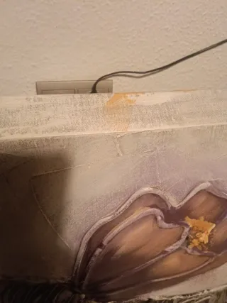 Cuadro grande flores doradas y moradas