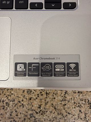 Portátil Acer Chromebook Argento