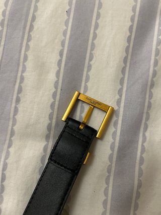 Cinturón YSL Negro Cuero Hebilla Dorada nueva