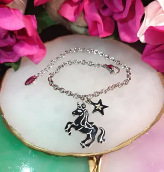 Pulsera unicornio y estrella acero inoxidable
