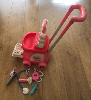 Carrito de enfermería infantil rosa