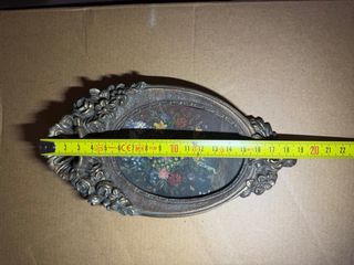 Cornice Antica Ottone con Natura Morta Fiori