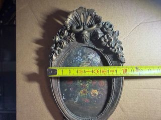 Cornice Antica Ottone con Natura Morta Fiori