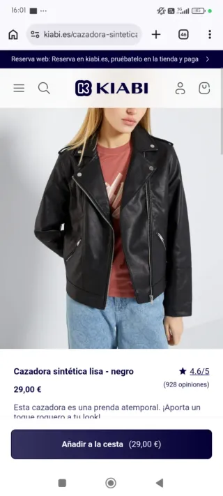 Chaqueta de cuero sintético negra Kiabi Talla m