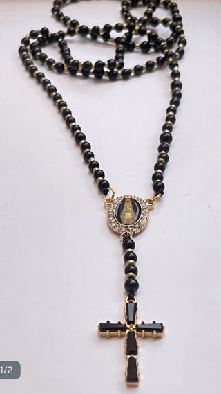 Rosario Virgen del Rocío Negro y Dorado