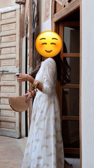 Vestido Rocio Osorno Siena Blanco y Dorado