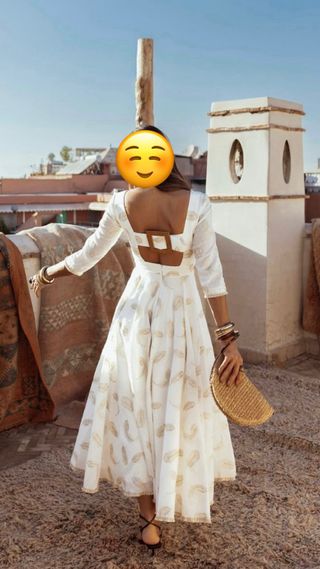 Vestido Rocio Osorno Siena Blanco y Dorado