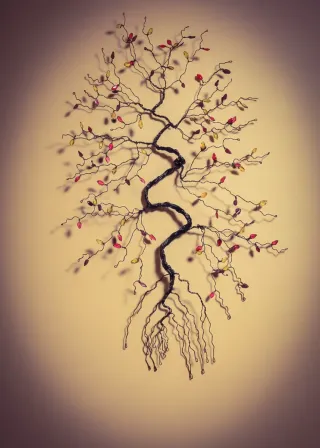 Árbol de alambre decorativo pared 60x35