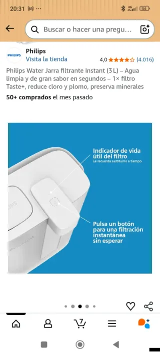 Jarra Filtro Agua Philips 3L