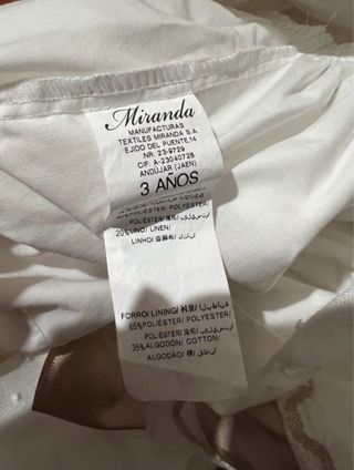 Vestido de ceremonia blanco y beige