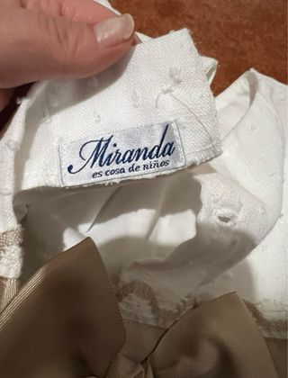 Vestido de ceremonia blanco y beige