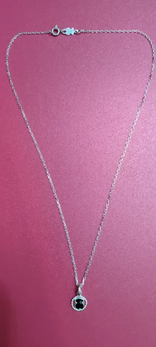 Collar Tous Plata con Colgante Negro Original
