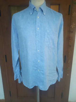 Camisa lino Pedro del Hierro azul hombre