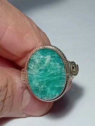 Anillo Plata Ley Piedra esmeralda facetada