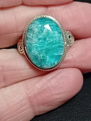 Anillo Plata Ley Piedra esmeralda facetada