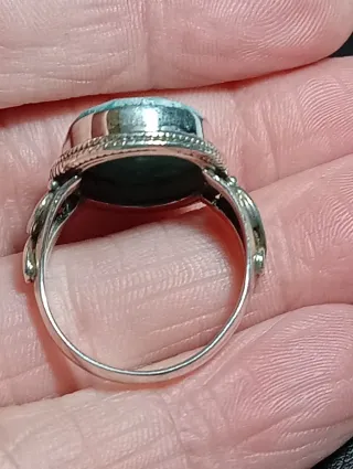 Anillo Plata Ley Piedra esmeralda facetada