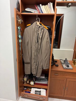 Recibidor entrada madera y cristal