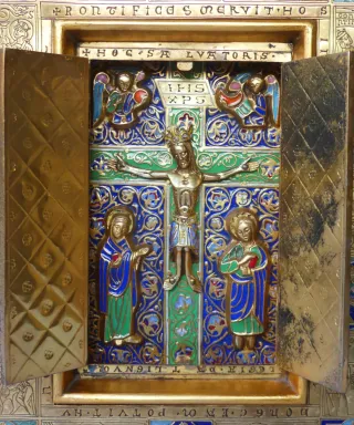 Marco Modest Morató esmaltado dorado y azul