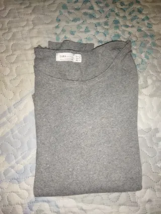 Camiseta Zara Manga Larga Gris Talla L