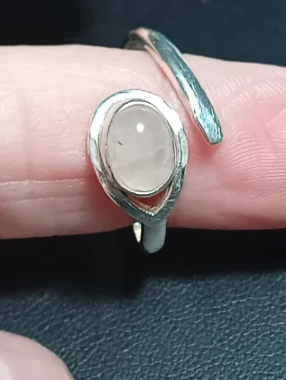 Anillo Plata Ley cuarzo rosa