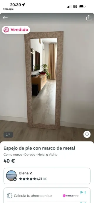 Elegante espejo de pie beige y marrón