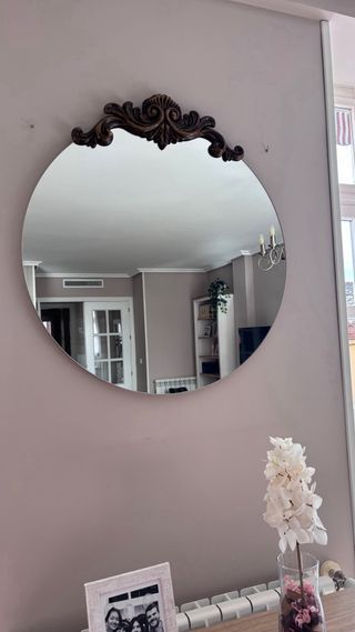 Espejo Redondo estilo Barroco color bronce.