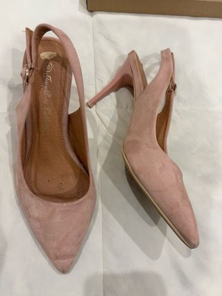 Bolso y tacones rosa efecto ante