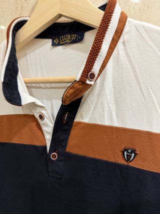 Camiseta Polo Club J. Hombre Negra Marrón Blanca