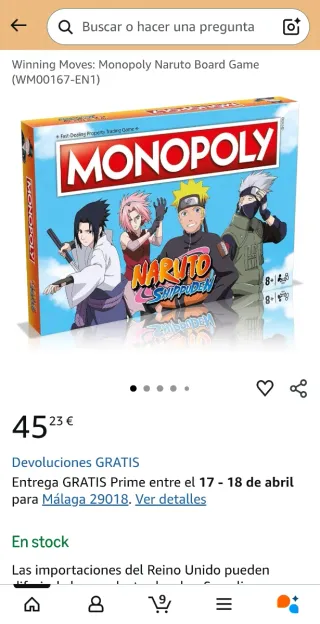 Monopoly Naruto Shippuden Oficial Juego de mesa