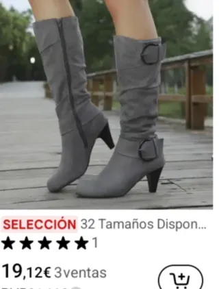 Botas de dama grises con hebilla