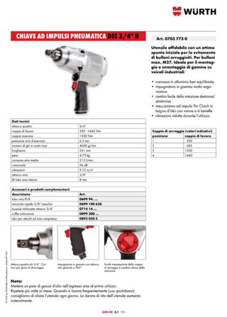 Avvitatore impulsi pneumatico Wurth DSS 3/4 H