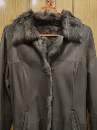 Abrigo de piel vintage marrón