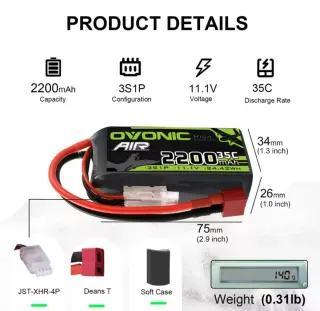 Batería OVONIC LiPo 3S 11.1V 2200mAh
