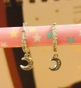 Pendientes Plata Luna con Circonitas