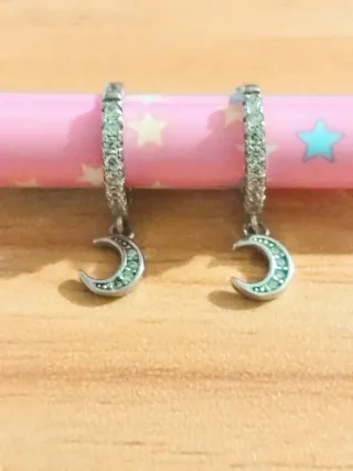 Pendientes Plata Luna con Circonitas