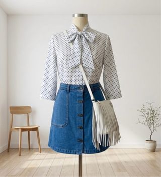 Minifalda Zara Botones Vaquera Azul